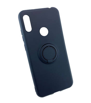 Чохол для Huawei Y6 2019, Y6S накладка з кільцем попсокет силіконовий протиударний синій, фото 1