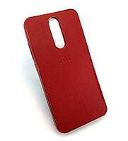 Чехол для Xiaomi Redmi 8 накладка под кожу силиконовый противоударный красный