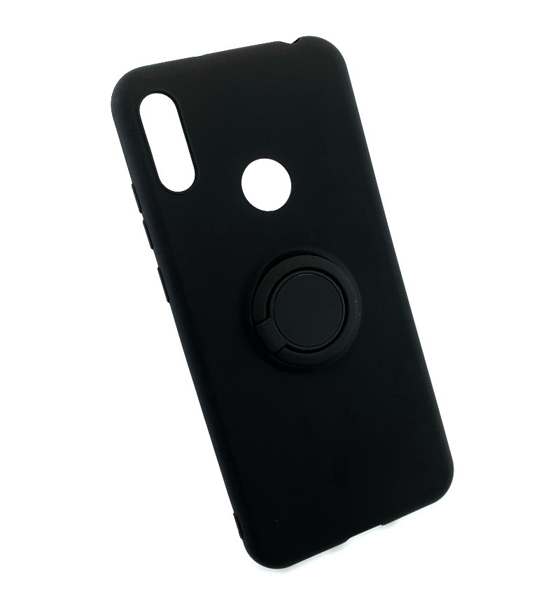 Чохол для Huawei Y6 2019, Y6S накладка з кільцем попсокет силіконовий протиударний чорний
