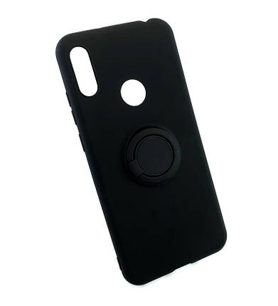 Чохол для Huawei Y6 2019, Y6S накладка з кільцем попсокет силіконовий протиударний чорний, фото 1