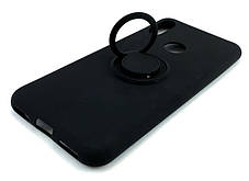 Чохол для Huawei Y6 2019, Y6S накладка з кільцем попсокет силіконовий протиударний чорний, фото 2