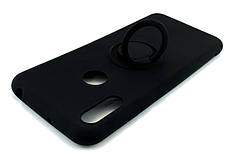 Чохол для Huawei Y6 2019, Y6S накладка з кільцем попсокет силіконовий протиударний чорний, фото 3