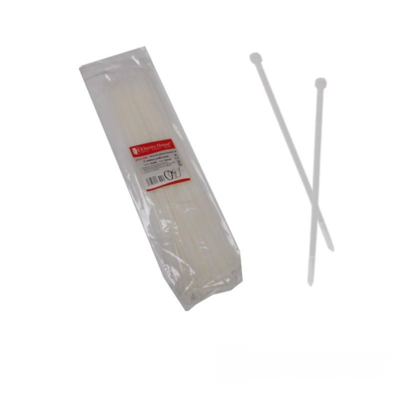 Стяжка кабельна 4х250 мм, 100 шт., білий, фото 1