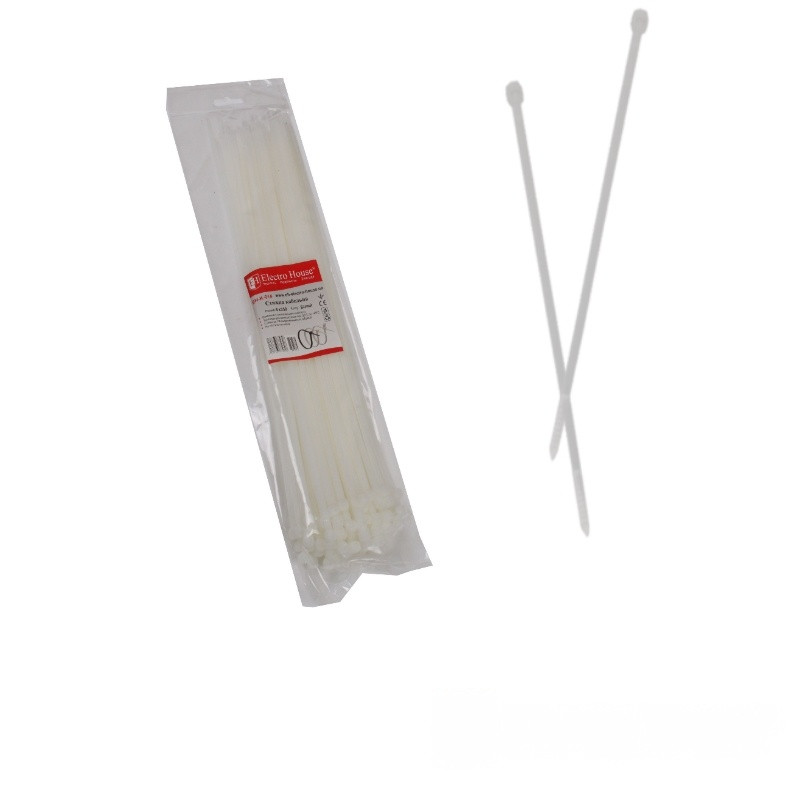 Стяжка кабельна 5х350 мм, 100 шт., білий, фото 1