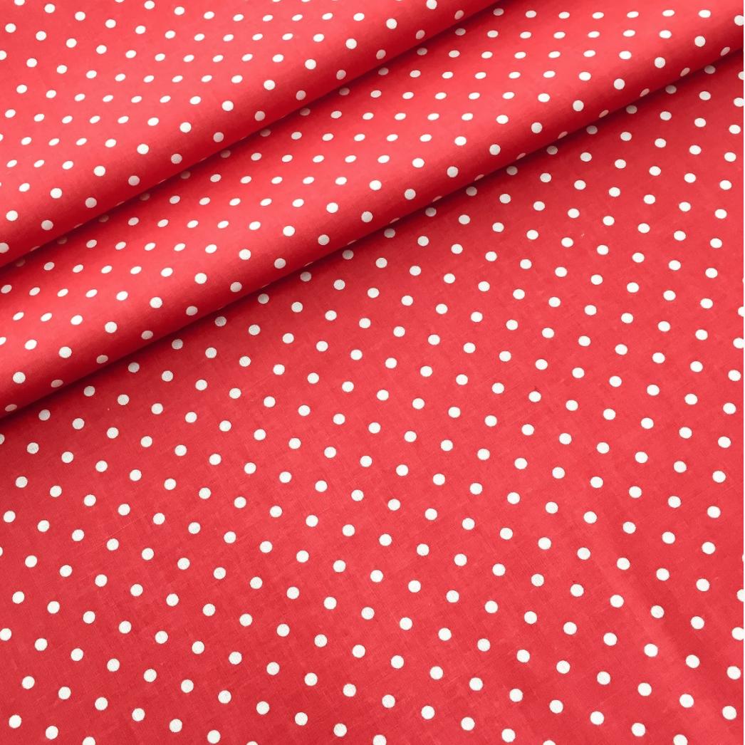 Польська бязь "Горох на червоному 4мм", фото 1