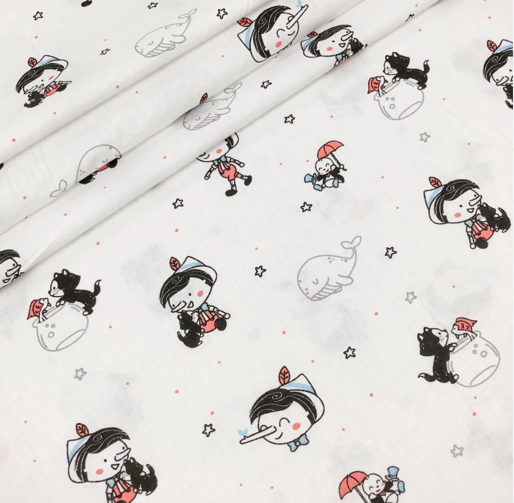 Польська бязь "Пінокіо на білому", фото 1