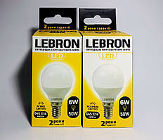 LED Лампа LEBRON L-G45 6W Е14 4100K 480LM яскраве світло 00-10-26