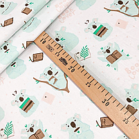 Польська бязь "Коали мятні на білому", фото 3