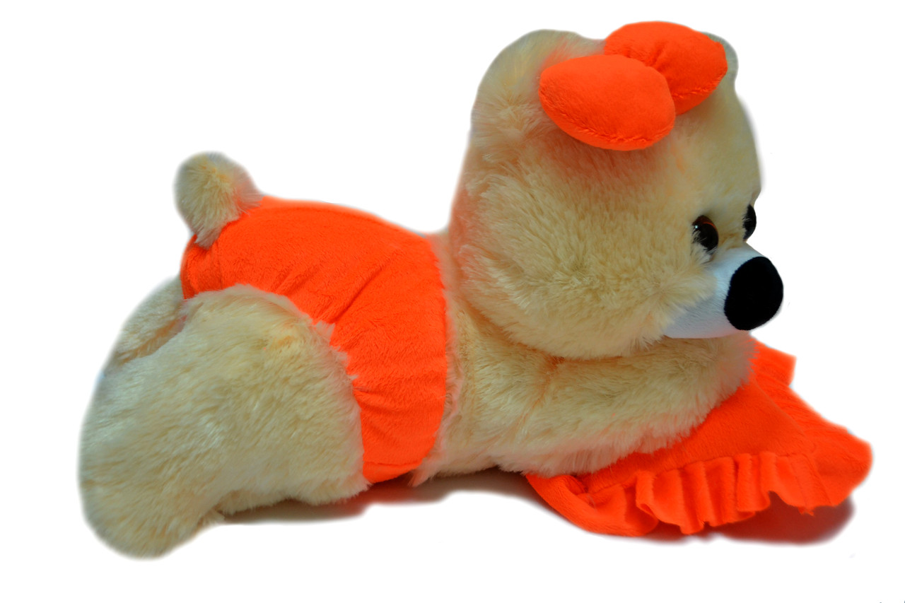 М'яка іграшка ведмедик Малюка 45 см персикова з жовтогарячим