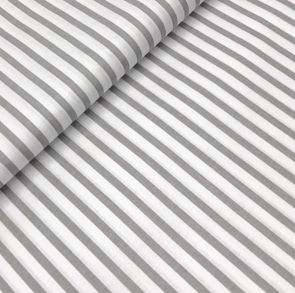 Польська бязь "сіра смужка на білому 5 мм", фото 1