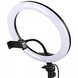 Кільцева LED лампа на штативі Ring Light (33 см). Кільцевий світло для відео,фото.Світлодіодна лампа для селфи, фото 9