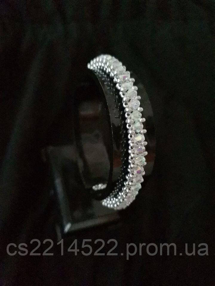 Браслет з бісеру "Срібне сяйво" – елегантна прикраса ручної роботи, фото 1