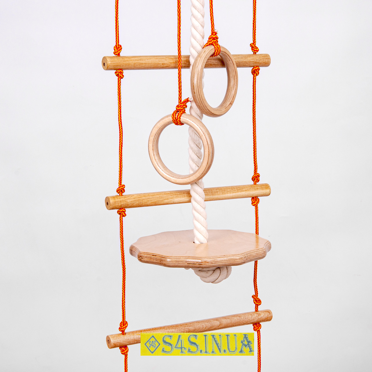 Детский набор для шведской стенки из дерева «ПРЕМИУМ» с тарзанкой подвесной веревочный - фото 1 - id-p722073536