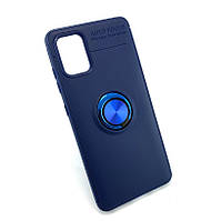 Чехол для Samsung A51, A515 накладка с кольцом попсокет бампер противоударный синий