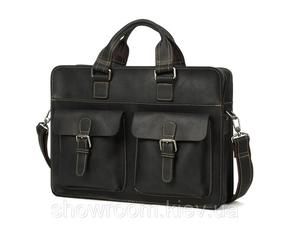Чоловіча шкіряна сумка портфель Wild Leather (262) чорна