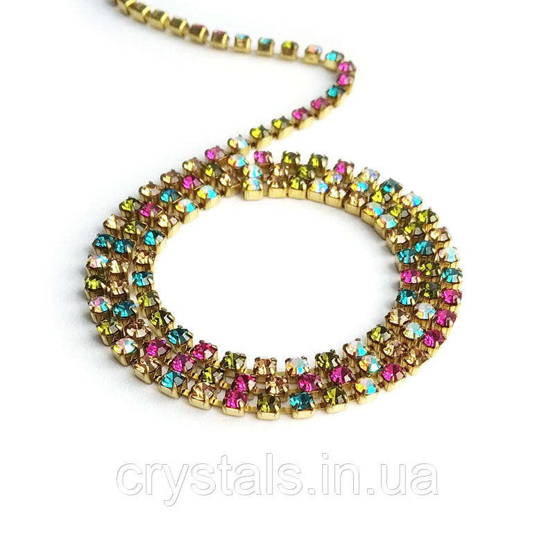 Стразовий ланцюжок Preciosa (Чехия) ss8.5 Multi Spec/латунь, фото 1