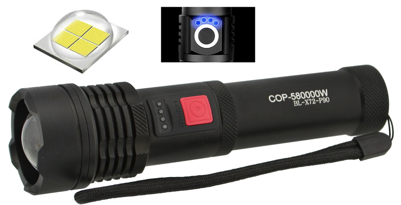 Ручний тактичний ліхтарик COP BL-X72-P90 Black (7316), фото 1