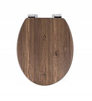 Сиденье для унитаза деревянное, стульчак Comfort Wooden - цвет грецкий орех