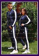 Парные спортивные костюмы ADIDAS (АДИДАС) Синий ИНДОНЕЗИЯ "В стиле" (ЦЕНА ЗА ОДИН КОСТЮМ)