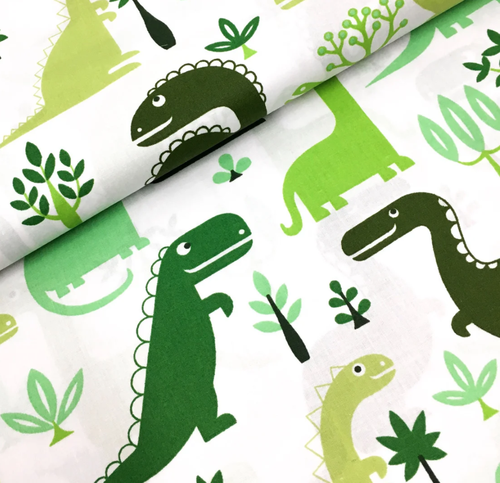 Польська бязь "динозаври зелені на білому", фото 1