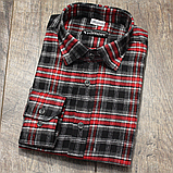 Чорна чоловіча фланелева сорочка в червону клітинку, фото 2