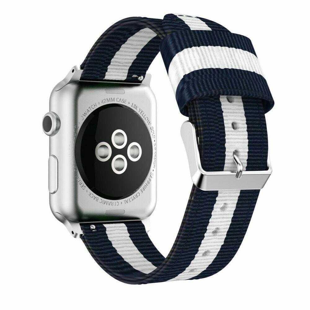 Ремешок UniCase Nylon для Apple Watch 38 / 40 / SE 40 / 41 mm - Blue / White - фото 1 - id-p1239128946