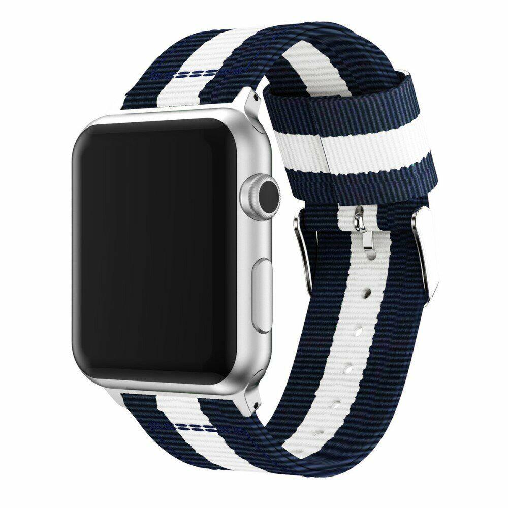 Ремешок UniCase Nylon для Apple Watch 38 / 40 / SE 40 / 41 mm - Blue / White - фото 2 - id-p1239128946