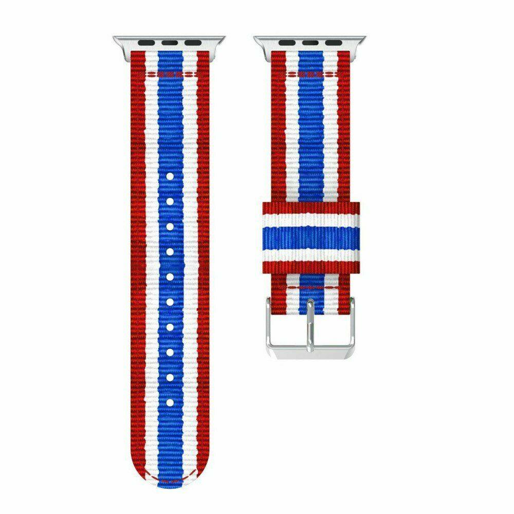 Ремешок UniCase Nylon для Apple Watch 42 / 44 / SE 44 / 45 / Ultra / Ultra 2 (49mm) - Red / White / Blue - фото 4 - id-p1239128947