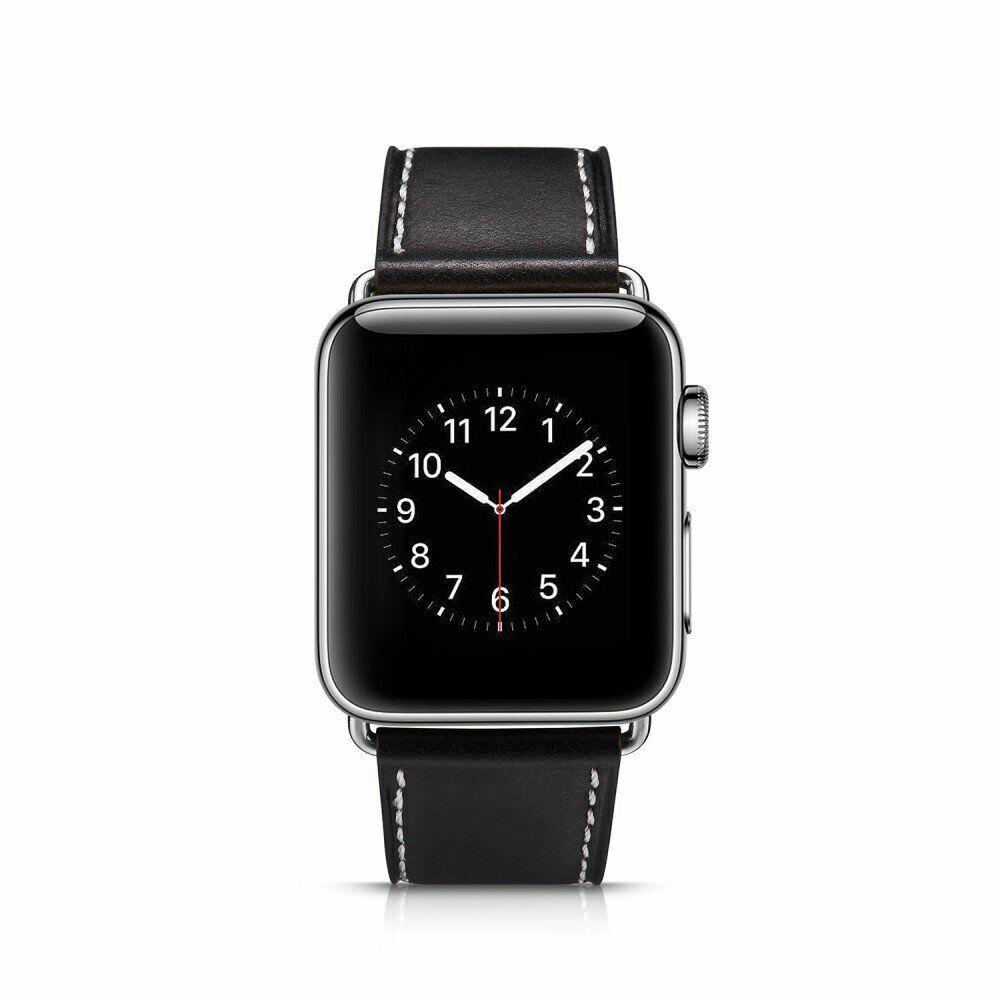 Кожаный ремешок Deexe Classic для Apple Watch 38 / 40 / SE 40 / 41 mm - Black - фото 4 - id-p1239128956