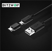 Blitzwolf BW-MT1 Type C Micro USB 1.5 м кабель для швидкого заряджання даних 2 в 1. Black .