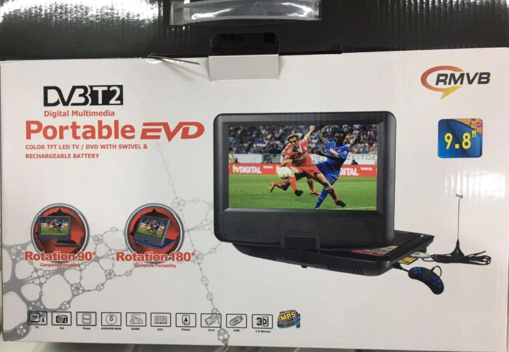 Портативный DVD телевизор Т2 9,8" EVD NS-958 + USB + SD с джойстиком - фото 10 - id-p1239146444