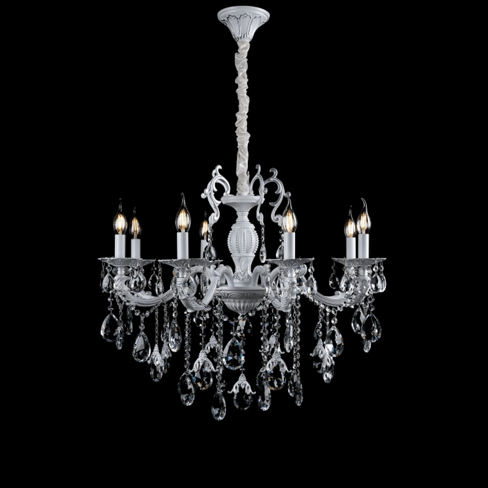 Класична люстра-свічка на 8 лампочок СветМира срібна патина VL-L41421/8 (WT+SL), фото 1