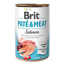 Корм вологий для собак Brit Pate & Meat Salmon 400 г (курка і лосось)