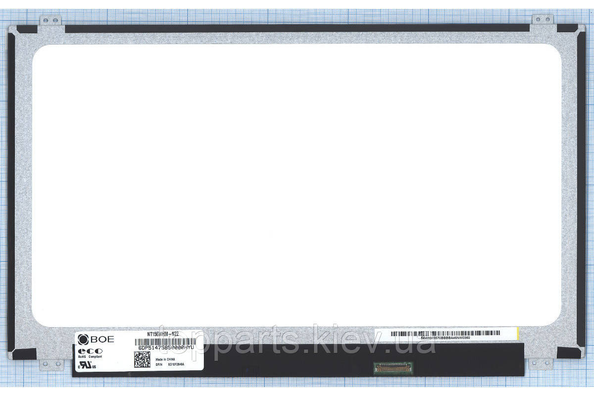 15.6" HD 1366x768, BOE NT156WHM-N22, 30-pin (eDP, роз'єм знизу праворуч), матова, slim