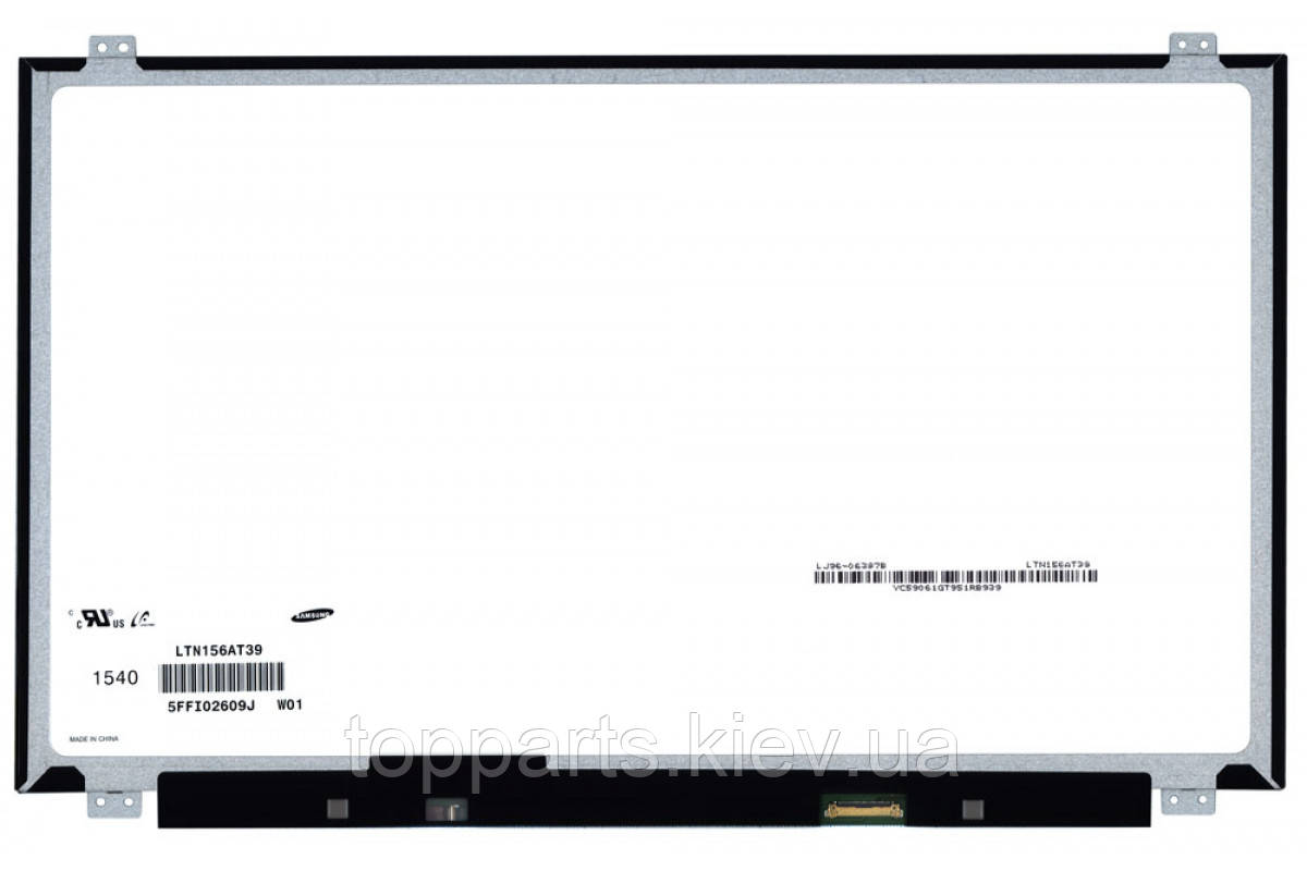 15.6" HD 1366x768, Samsung LTN156AT39-H01, 30-pin (eDP, роз'єм знизу праворуч), глянсовий, slim