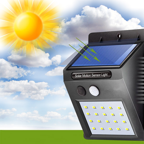 Ліхтар на сонячній батареї без датчика руху 20 LED светильник на солнечной батареи, фото 1