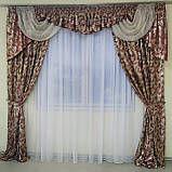 Комплект штор із ламбрекеном Бароко. Колір — Бордовий, фото 2