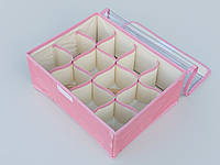 Органайзер с крышкой 31*24*12 см, на 12 отделений, для хранения мелких предметов одежды розового цвета