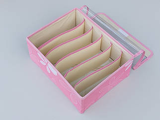 Органайзер з кришкою 31*24*12 см, на 6 відділень для зберігання дрібних предметів одягу рожевого кольору