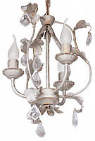 Люстра кованая Венеция 3 лампы Бежевый с золотом, малая, с хрусталем