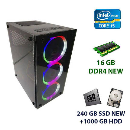1st Player X2-R1 Tower NEW / Intel Core i5-7400 (4 ядра по 3.0 - 3.5 GHz) NEW / 16 GB DDR4 NEW / 240 GB SSD, фото 1