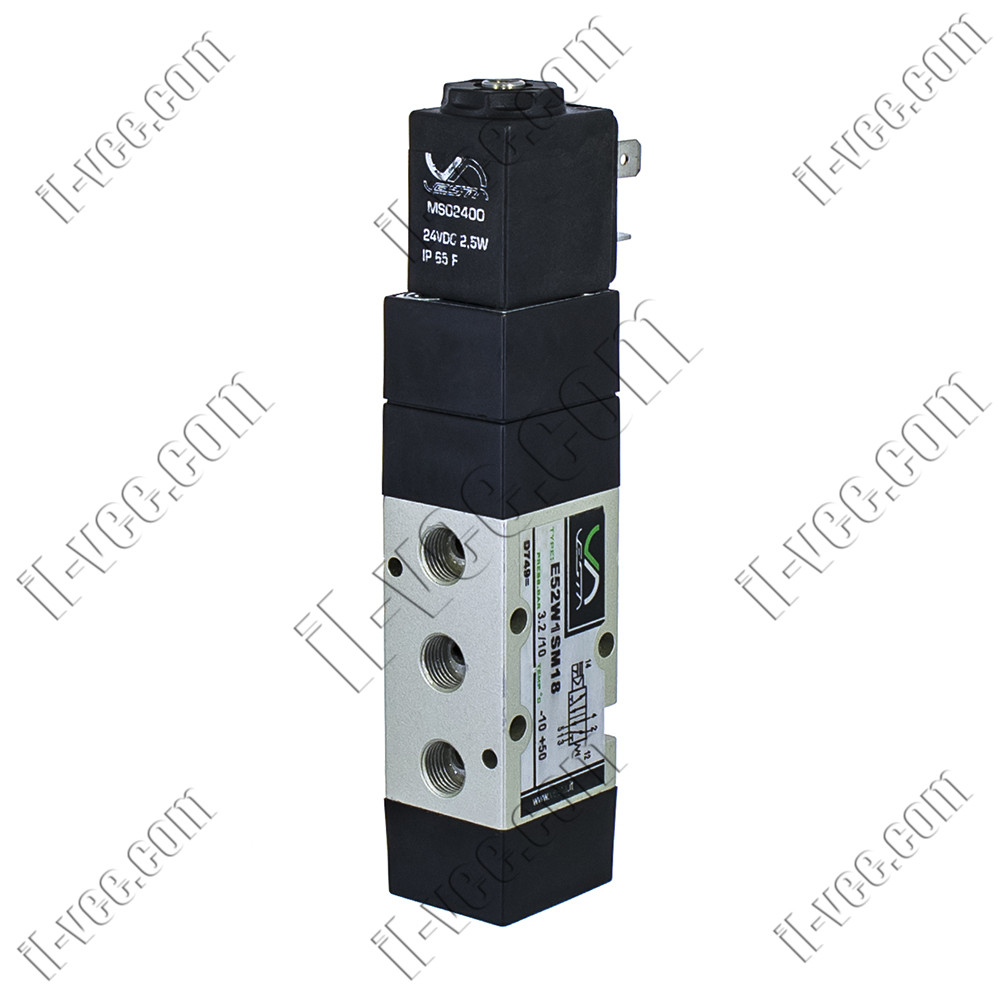 Пневморозподілювач Vesta E52W1SM18, 5/2-ходової, G1/8"