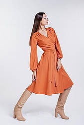 Жіноче плаття міді на запах у розмір M кольору теракот