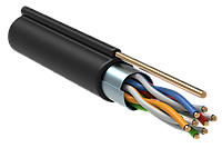 Кабель связи витая пара f/utp кат.5E 4х2х24 (0,51мм) awg, ldpe трос 1,2мм, 305м, черный, [lc3-c5e04-359]