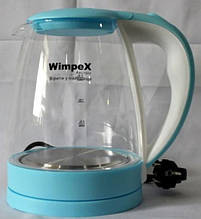 Електрочайник Wimpex WX 2850 скляний,2 літра 1850 Вт Блакитний