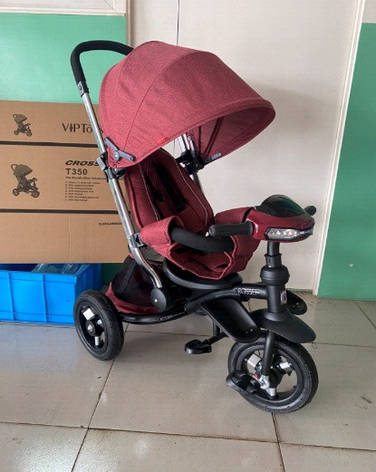 Дитячий велосипед триколісний Crosser T-350 Eco з регульованою спинкою, батьківською ручкою та ігровою панеллю, фото 1