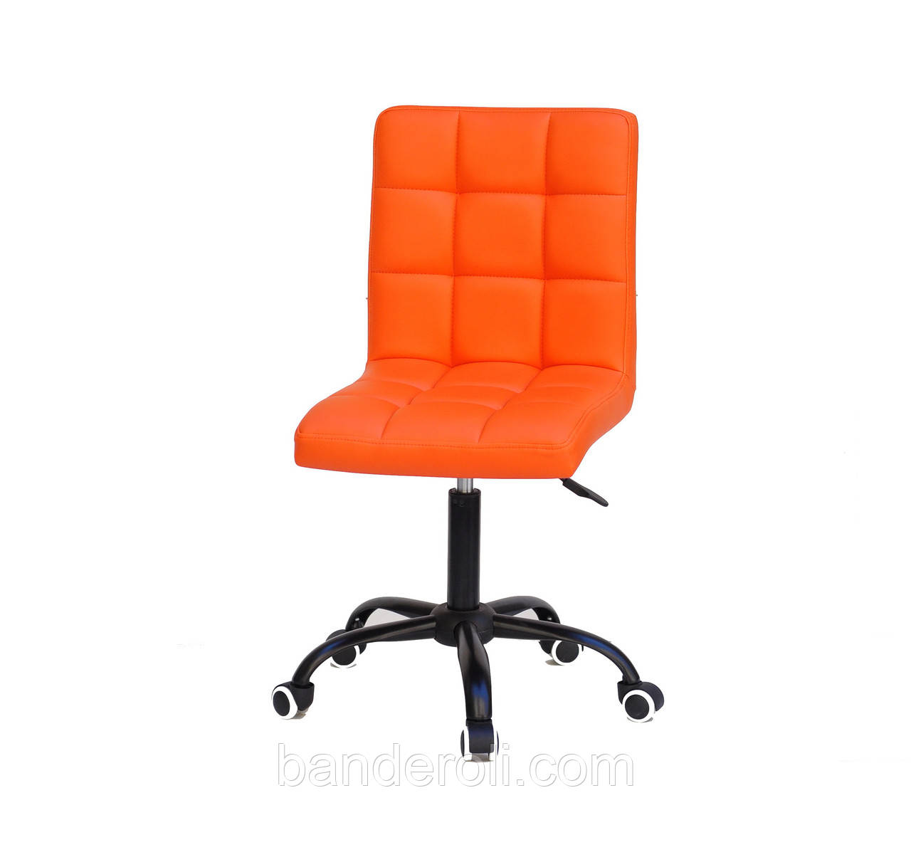 Крісло Augusto BK-Office оранж 1012 екокожа на чорній хрестовині з колесами і регулюванням висоти, фото 1