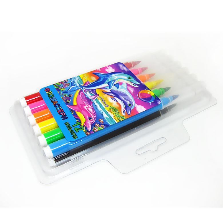 Фломастери 12 кол. Tongdi 6886-12 накінечник пензель, фото 1