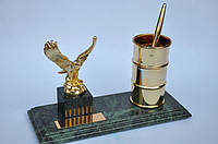 Мраморный настольный набор фигура орла золотого цвета, подставка для ручек на мраморной подставке Penstand