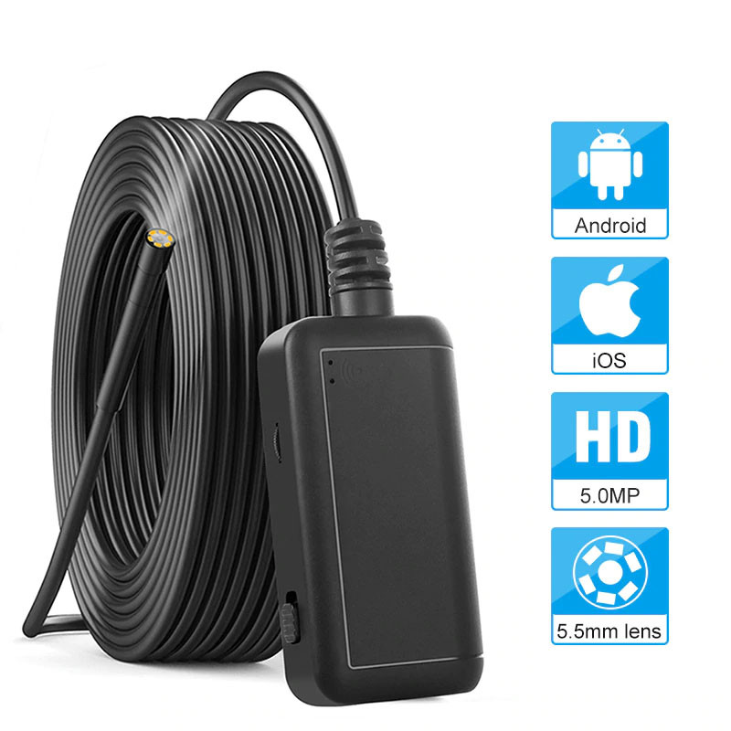 Ендоскоп для смартфона WiFi бездротової INSKAM INW-5, 5Мп, 5м, об'єктив 5.5 мм, 1800мАч, роздільна здатність 2560х1920